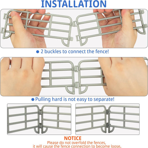 TOYMANY 20PCS Corral Fencing Panel Accessories Playset with 2 Gates for Barn Paddock Horse Stable
