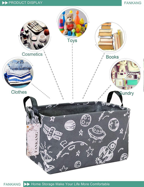 FANKANG Storage Basket, Nursery Hamper Canvas Laundry Basket with Waterproof PE Coating, Foldable for Office, Bedroom,