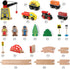 Set 39 5 3,4,5 Set Qilay Wooden Train for Toddler - Pcs Wood Train Tracks with Crane, Bridge & Wooden Trains - Train