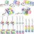 VioraWhite 16 Pcs Keyboard Fidget Keychain Fidget Keyboard Clicker Stress Relief Decompression Button
