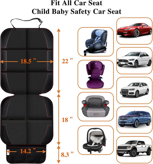 Gowhalle (Red-2pcs) Car Seat Protector, Non-Slip Rubber Padded Backing Seat Protector for Child Seats, Waterproof