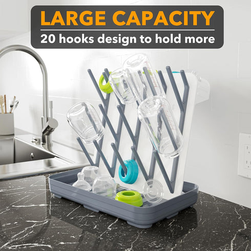 20 Countertop SpaceAid Baby Bottle Drying Rack with Hooks, Space Saving Kitchen Bottles Rack Dryer, Vertical Baby