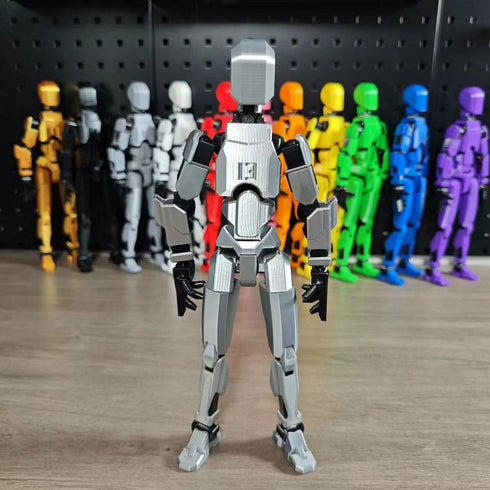 Assembly Completed T13 Action Figure, Titan 13 3D Printed Lucky 13 Action Figure (Silver)