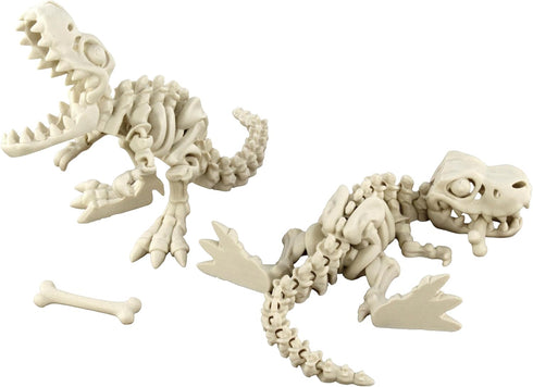 5PCS 3D 3D 3D PowerTRC Printed Dinosaur Skeletons, T-Rex Triceratops Stegosaurus Velociraptor Spinosaurus Fidget Toys