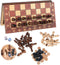 3-in-1 Chess Backgammon Checkers Set - 11 inch Wooden Board Game with Folding Carrying Case for Travel