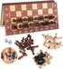 3-in-1 Chess Backgammon Checkers Set - 11 inch Wooden Board Game with Folding Carrying Case for Travel