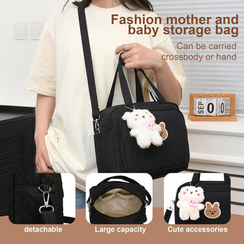 Rwigeboo Diaper Bag, Large Capacity Diaper Tote Bag with Multi-Pocket, Handheld/Crossbody, Zipper Baby for Travel