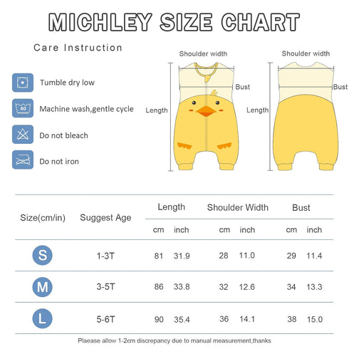 MICHLEY Toddler Sleeping Sack with Feet, Newborn Infant Sleeveless Sleeping Bag for Walkers (Duck, 3-5T)