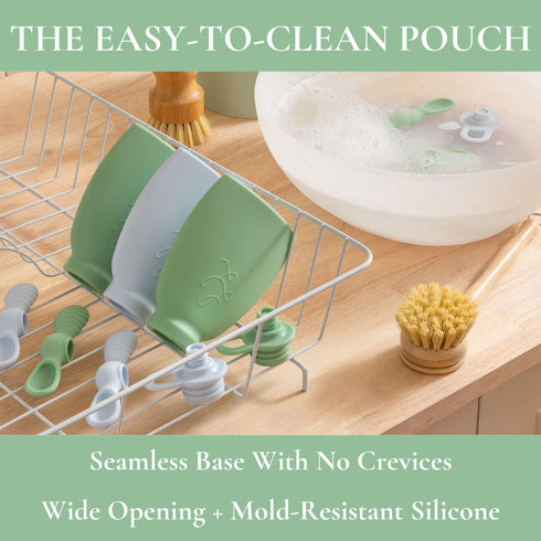 Nontoxic Reusable Baby Food Pouches - Premium Food Grade Silicone - BPA & PFAS Free - Leak-Proof Design - Easy to Clean