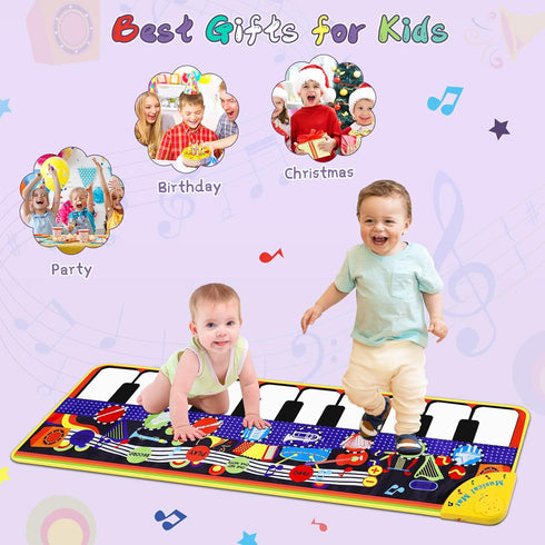 28 1-5 Musical Piano Mat for Toddlers - Music Sounds Floor Piano Keyboard Dance Playmat - Toy & Gift for Kids Years Old