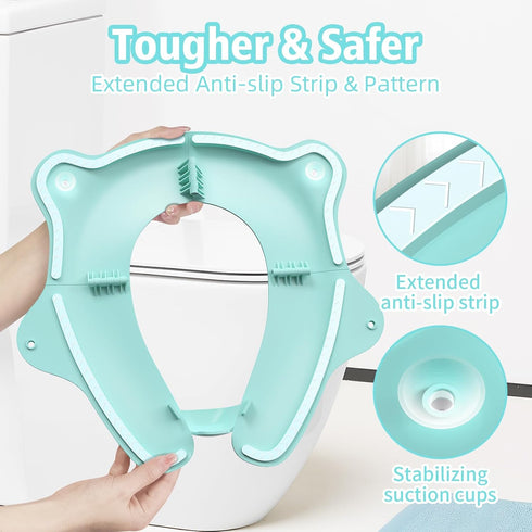 Foldable Travel Potty Seat for Toddler, Portable Toilet Training Seat for Kids on The Go, Fits Round & Oval Toilets