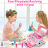 Hollyhi 58 Pcs Kids Makeup Kit for Girls, Real Washable Cosmetic Set with Mirror, Pink Birthday Gifts for Ages 3-12