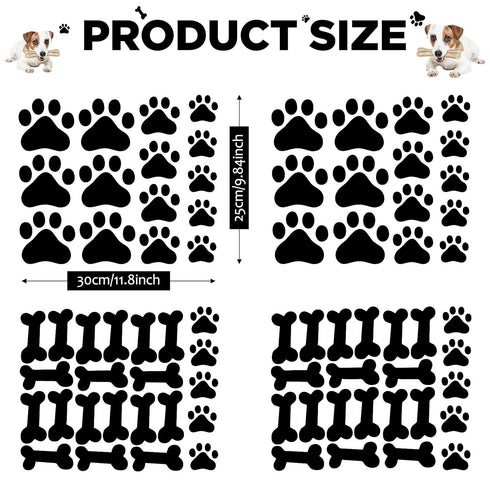 76 Pieces Dog Paw Decal Stickers, Removable Vinyl Wall Sticker Decoration for Nursery Bedroom Room Decor, Black