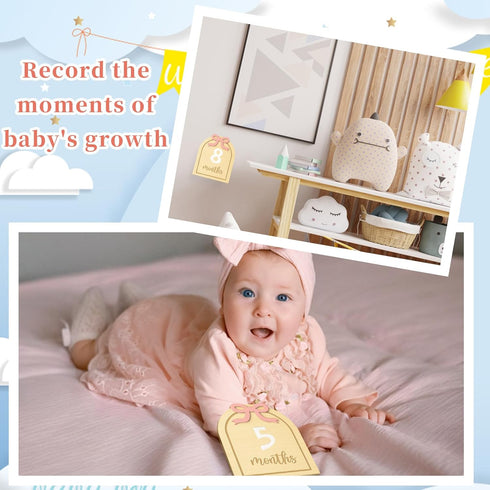ZHLKHIOP 12 1st Monthly Milestone Signs, Baby Milestone Signs for Months, Wooden Baby Months Signs, Baby Month