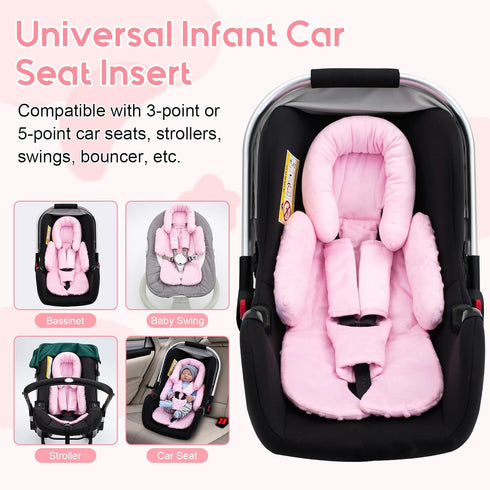 3 Infant Car Seat Insert with Shoulder & Crocth Covers, Thickened Carseat Head and Body Support for Infant, Reversible