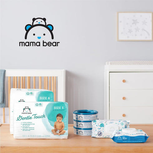 Amazon Brand - Mama Bear Gentle Touch Diapers, Hypoallergenic, Size 6, 108 Count (4 packs)