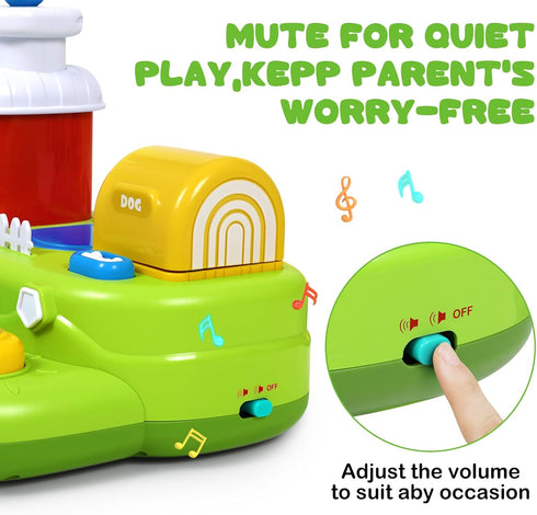 Vunrahsg 1-3 12-18 Interactive Pop Farm Animal Up Toys with Music Sounds Montessori Cause and Effect for Baby Boy Girl