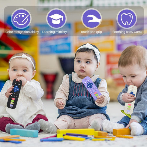 Chuya Silicone Baby Teether Toy | Chew Toy for Babies 0-6 Months | Teething Relief Remote Control Shape (3 Pack)
