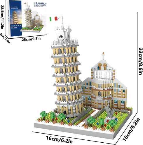 LQPFBSM Set 2500 Leaning Tower of Pisa Micro Mini Building Blocks Italy Architecture Building Kits Famous Landmark