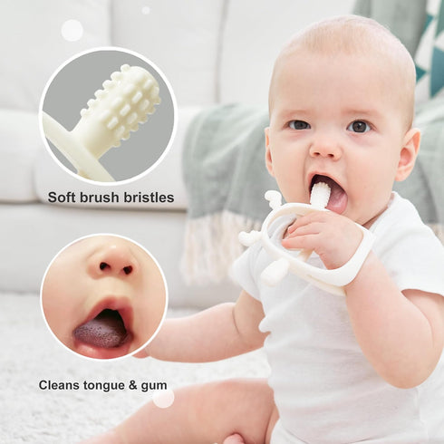 3-6Months, 6-12Months, Smily Mia Reindeer Hand Teether for Baby Chew Toys/Teething Toys for BPA Free Silicone Teething