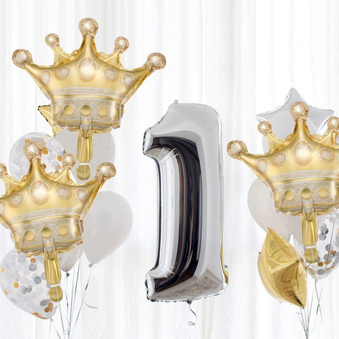 6 Pieces Jumbo Foil Crown Balloons - Large 40 Inches Gold Foil Helium Balloons for Birthday Wedding Party Decorations