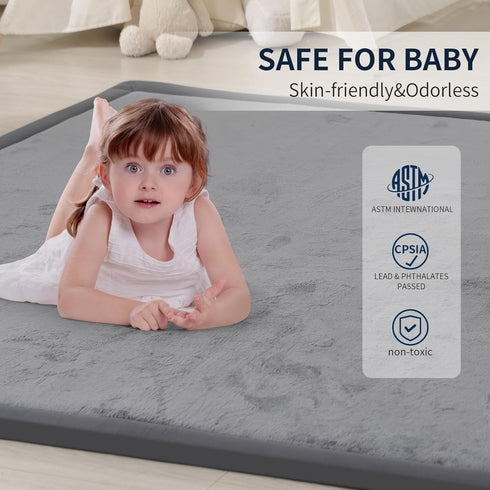 ACOMOPACK 1.3" 39"59" Tummy Baby Play Mat for Floor Thick Memory Foam Play Mat Time Crawling with Non-Slip Bottom