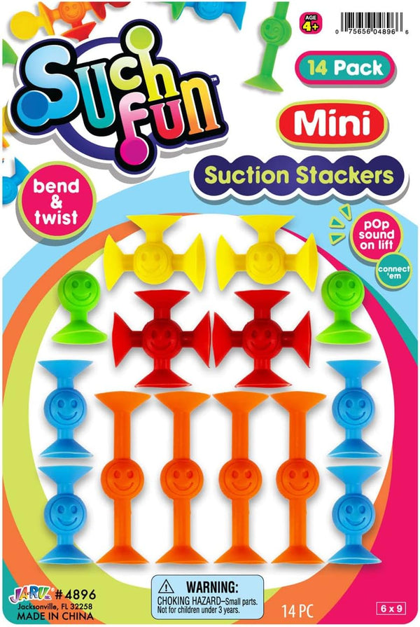 JA-RU Such Fun Mini Suction Stackers, 14 Units per Pack, STEM Educational Learning Autism Sensory Toys