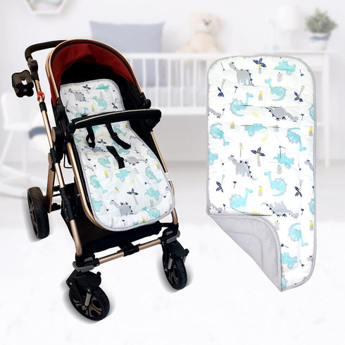 Baby Stroller Cushion, Universal Soft Cotton Seat Pad Liner for Newborn, 34x78cm (Dinosaur+Grey)