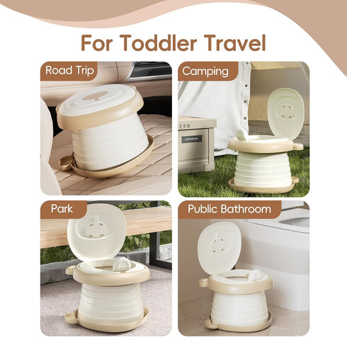 Travel Potty Seat for ToddlerFoldable Car Potty for Toddler, Portable Toilet Seat for Kids with Potty Liners, Absorbent