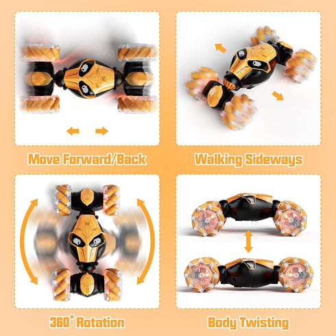 Gesture Sensing RC Car - Hand Controlled Remote Control LED Car Toys for Kids 6-12 Years Old