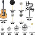 BANBALLON 15 PCS Guitar Cake Toppers Music Theme Birthday Cake Decorations for Musical Theme Parties