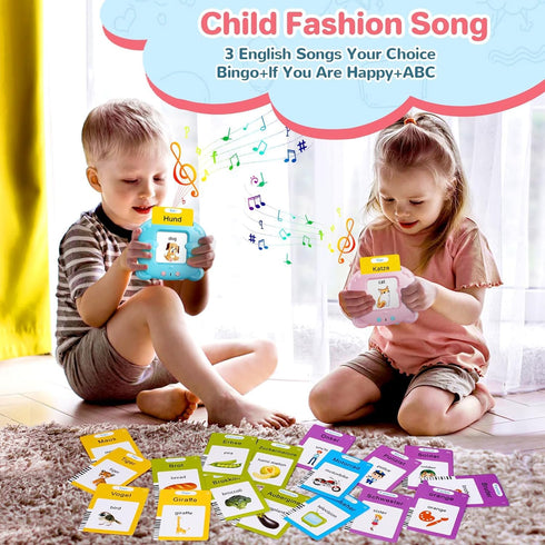 German & English Talking Flash Cards for Toddler 2-6 Years, Learning Montessori Toys with 224 Sight Words