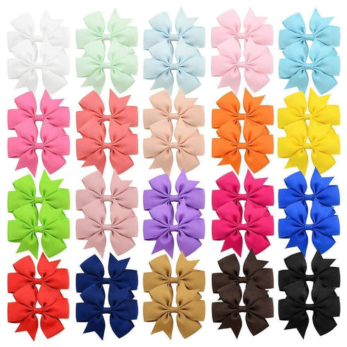 40PCS 3 Inch Hair Bows for Girls, Grosgrain Ribbon Toddler Hair Accessories with Alligator Clip