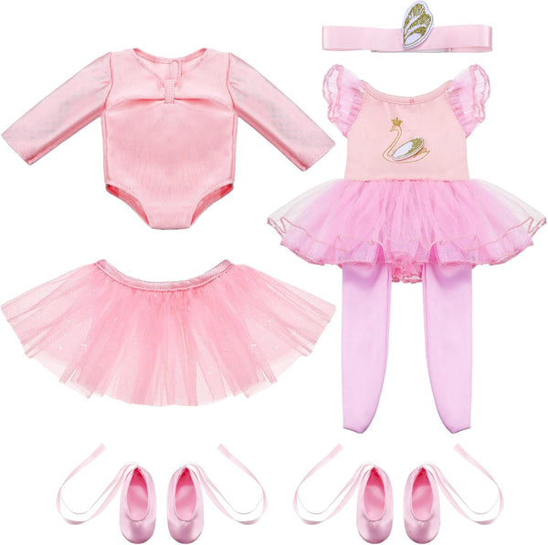 Kajaia 8 Pcs 18 Inch Doll Ballet Ballerina Outfits, Clothes & Accessories with Tutu Dance Dress