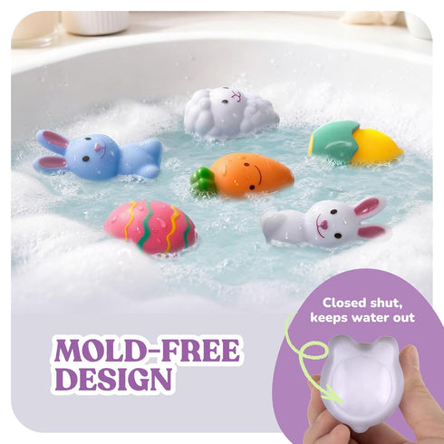 6 Pack, 6 ArtCreativity Easter Basket Stuffers for Toddlers, Mold Free Bath Toys, No Hole Easter Bath Toys, Soft