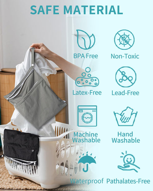 babygoal Wet Dry Bags 3 Pack, Waterproof Reusable Travel Bags for Swimsuits, Baby Cloth Diapers, Beach & Pool