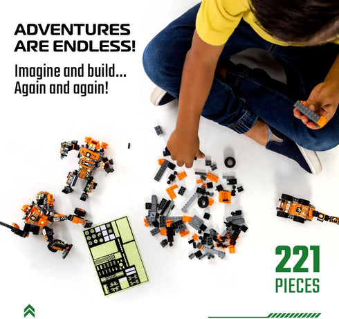 JITTERYGIT Mech Robot Soldier Glow in The Dark Bricks Toy STEM Gift Set - Cool Military Holiday Present for Boys,