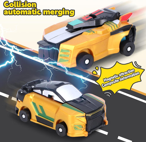 Hjhyqex 2-in-1 Transformation Dinosaur Car Toy - Magnetic Collision Robot Cars for Kids | Exciting Transforming Play