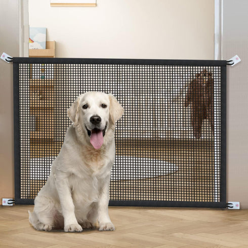 Dog Gate for Stairs, Indoor Dogs Screen Mesh Gate, 29 inches Tall, 30 inches Wide for Doorways & Stairways