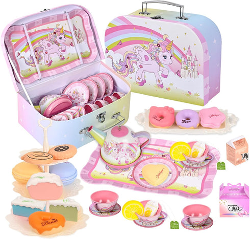 Tea Party Set for Little Girls,39 Pcs Unicorn Tea Set Toys with