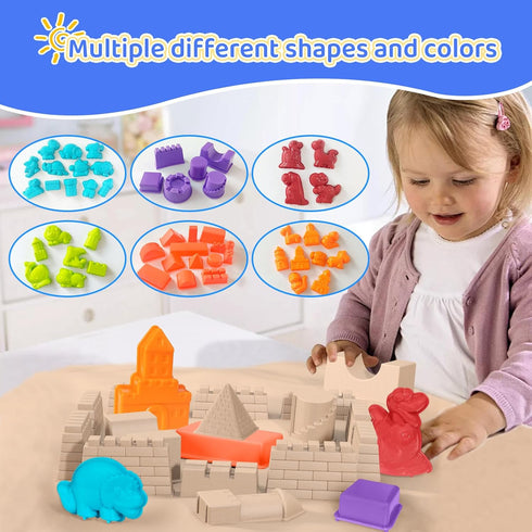 Bo-Toys 50 Set, Ps Deluxe Sand Molds Tools Sandbox Toddlers Toys, Beach Sand Castle Building, Indoor Outdoor Sensory