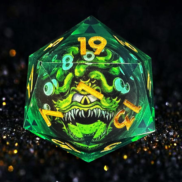 HAOMEJA D20 D&D Beholder Monster Resin Dice - DND 1 Pcs Giant 35mm Dice for Dungeons and Dragons Role Playing Games
