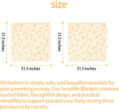 BESVIP 100% 33.5"x33.5", Cotton Knitted Baby Swaddle Blanket, Newborn Swaddle Wrap, Receiving Blankets, Burping Cloth