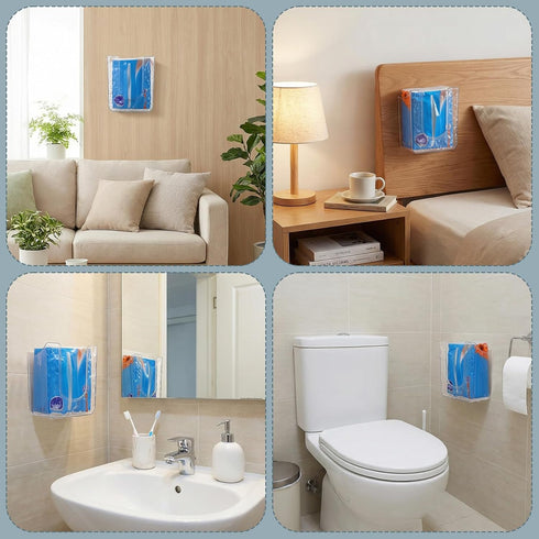 Piriuuo Wipes Dispenser, Wall-Mounted Wipes Holder for Bathroom Clear Wipe Dispenser Flushable Wipe Holder for Bathroom