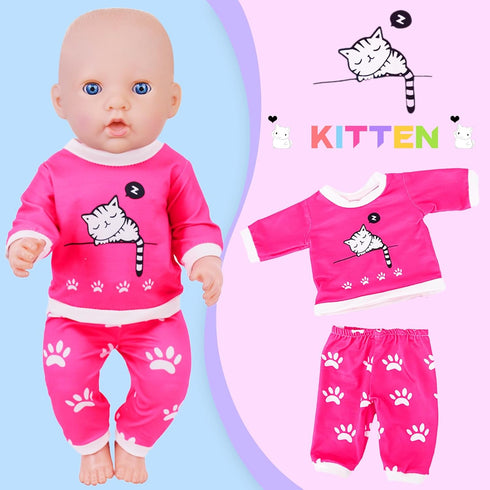 K.T. Fancy 5 Sets Baby Doll Clothes for 14-18 Inch Doll, Baby Doll Accessories for Reborn Doll, Gift for Kids
