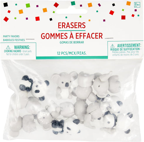 Jungle Animal Eraser Party Favor, Assorted Design, Pack of 12, 6" x 5.1"