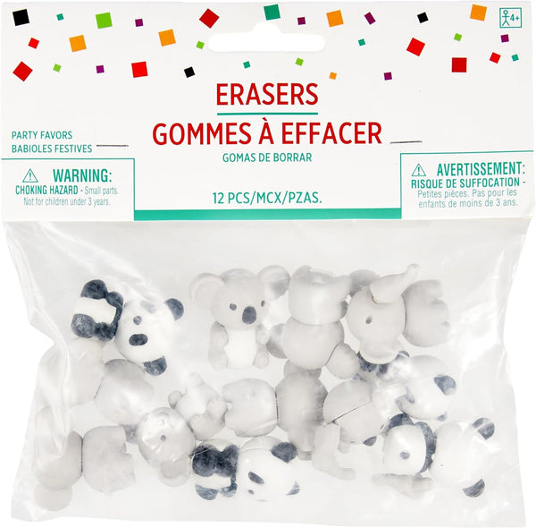 Jungle Animal Eraser Party Favor, Assorted Design, Pack of 12, 6" x 5.1"