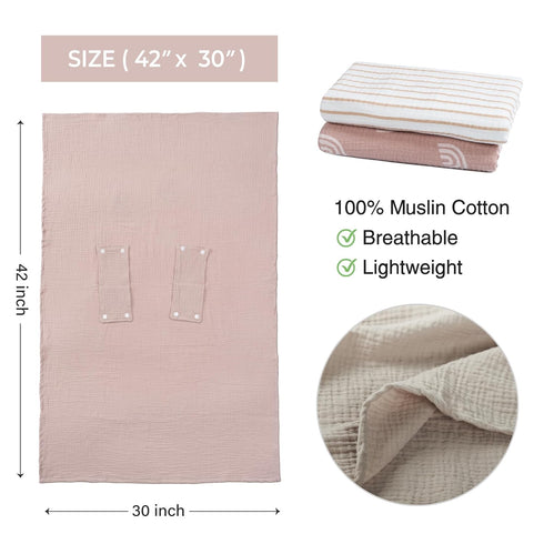 100% Meracorallo Muslin Baby Car Seat Cover, Cotton Infant Carrier Cover, Lightweight Breathable Soft Carseat Canopy