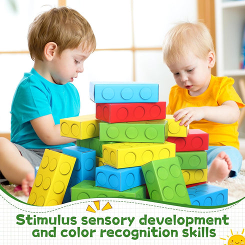 24 Pack Large Cardboard Building Blocks for Kids, Jumbo Stacking Game, 9.8" x 4.7" x 2.8"