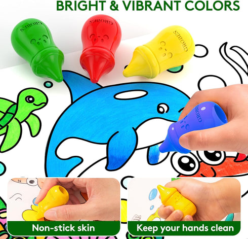 YSNYSN 24 1-3 Colors Toddler Crayons Non-Toxic, Unbreakable crayons for toddlers -, Easy to Hold